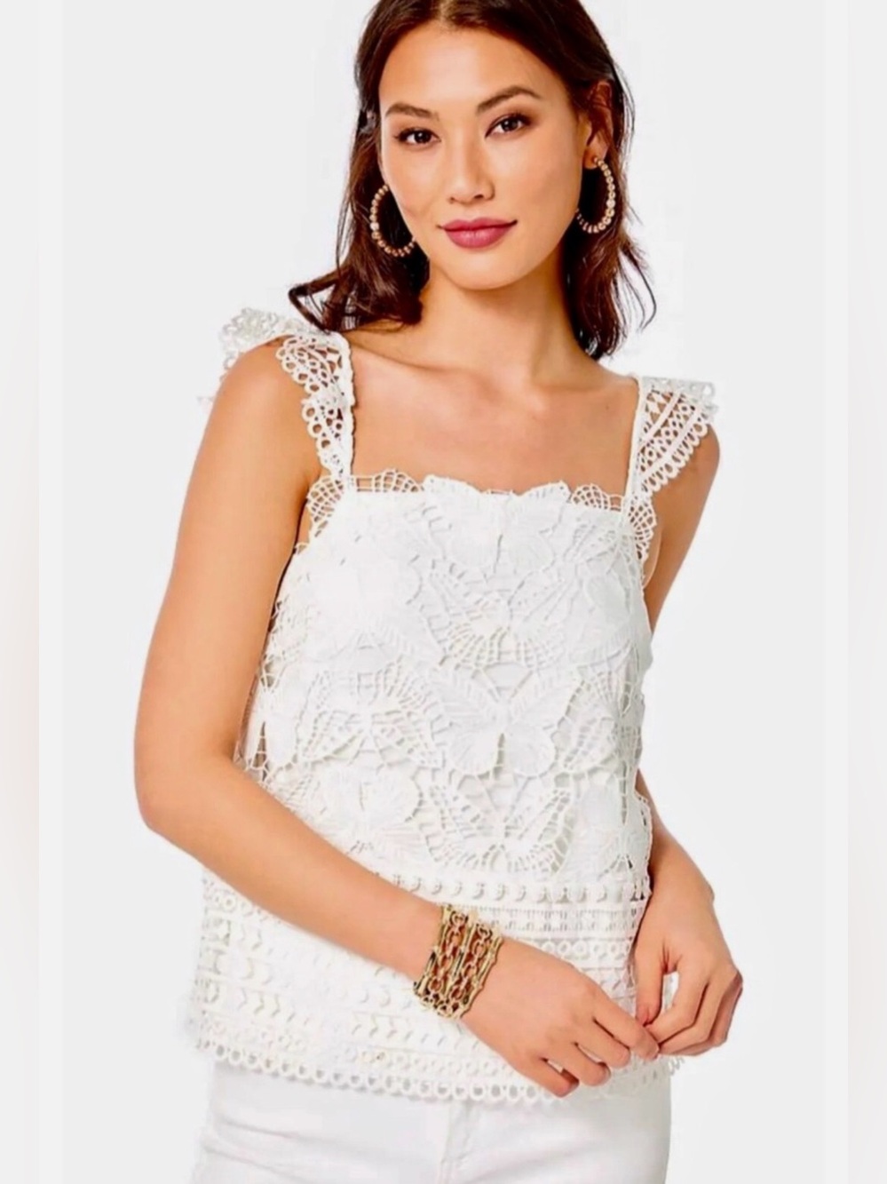 Lilly Pulitzer Azaria Butterfly Lace Top // White // XL // NEW Without Tags